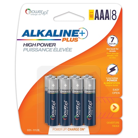 Power Up! Batteries Alkaline Plus AAA, PK 8 031-11128